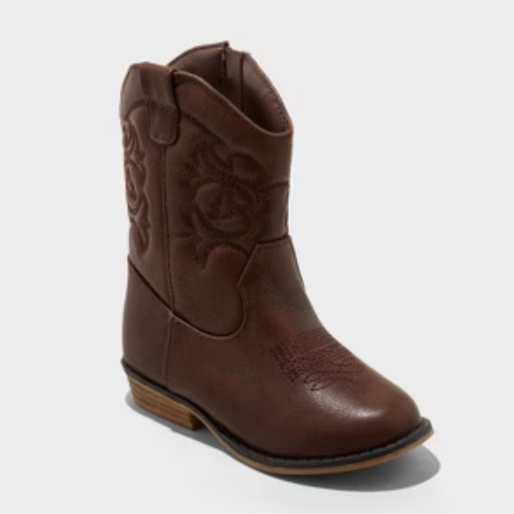 🤠Cat & Jack Brown Kids Cowboy Boots Side Zipper Size 5 | Stylish & Durable!🤠 - Picture 5 of 9